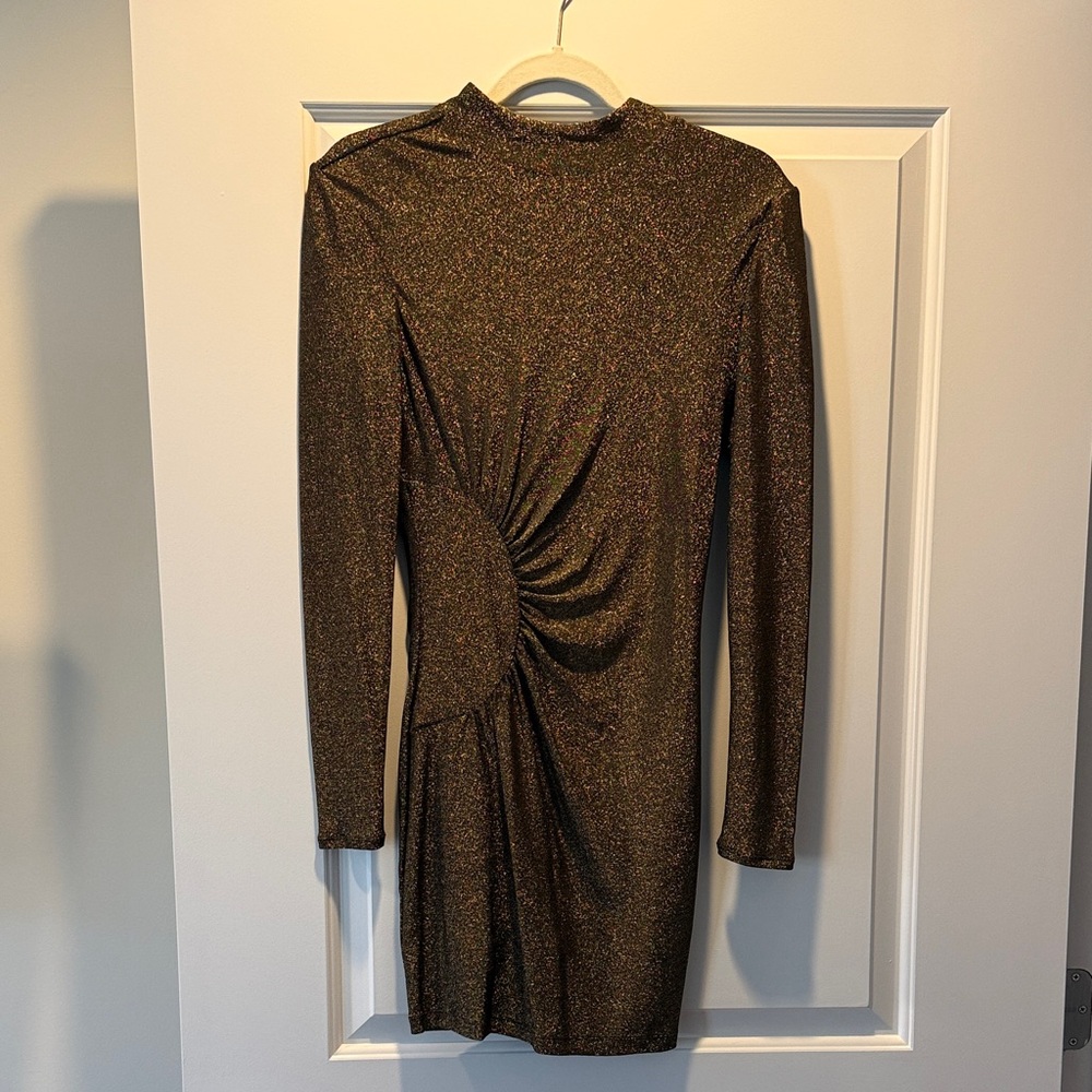 Ramy Brook Metallic Long Sleeve Mini Dress